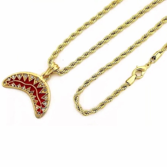 Bape Other - BAPE Shark Teeth 14KT Gold Plated 24” Rope Chain